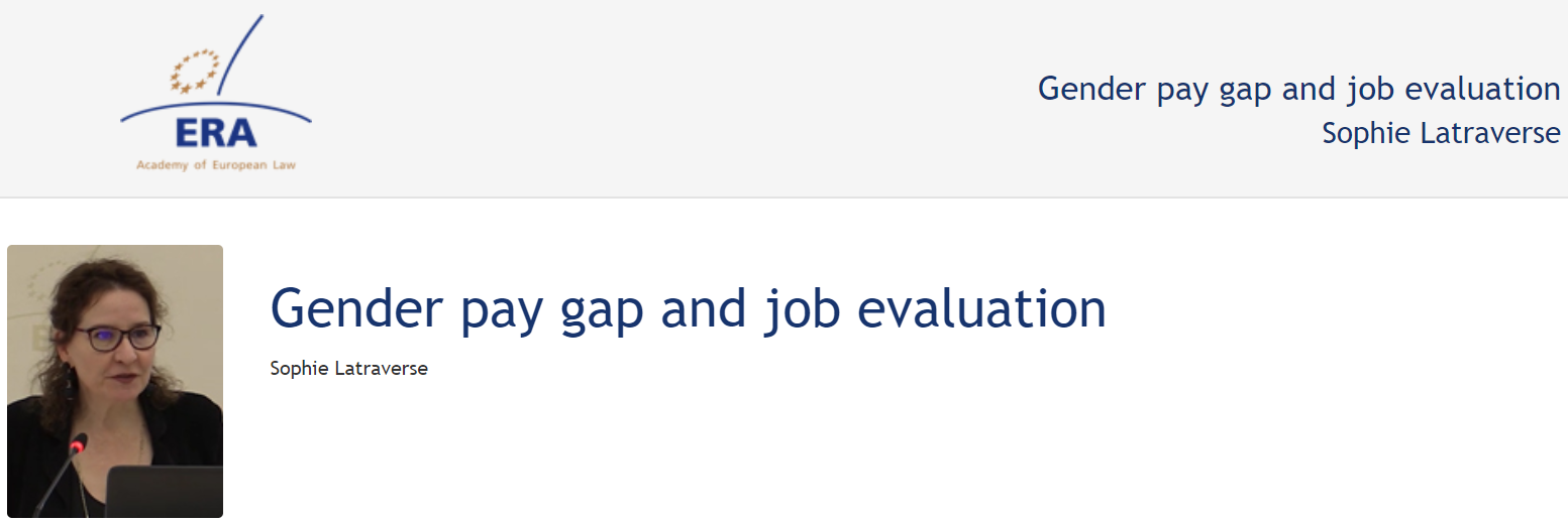 Sophie Latraverse (January 2018): Gender pay gap and job evaluation Sophie Latraverse (January 2018): Gender pay gap and job evaluation