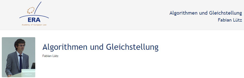 Fabian Lütz (121DV89f): Algorithmen und Gleichstellung Fabian Lütz (121DV89f): Algorithmen und Gleichstellung