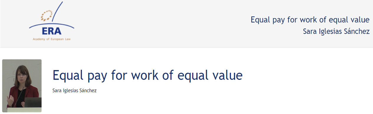 Sara Iglesias Sánchez (121DV90): Equal pay for work of equal value Sara Iglesias Sánchez (121DV90): Equal pay for work of equal value