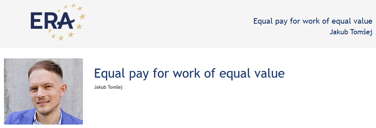 Jakub Tomšej: Equal pay for work of equal value Jakub Tomšej: Equal pay for work of equal value