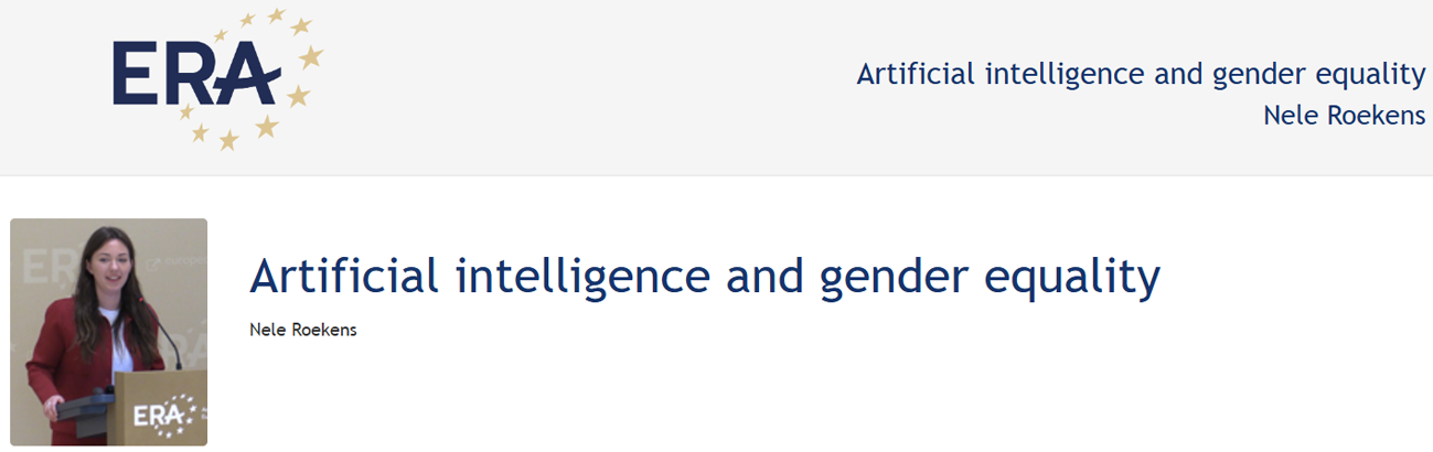 Nele Roekens: Artificial intelligence and gender equality Nele Roekens: Artificial intelligence and gender equality